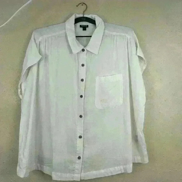 Torrid Women’s Off  White Cap Sleeve Button Down Cotton Sz 1 TC1 - Picture 1 of 8